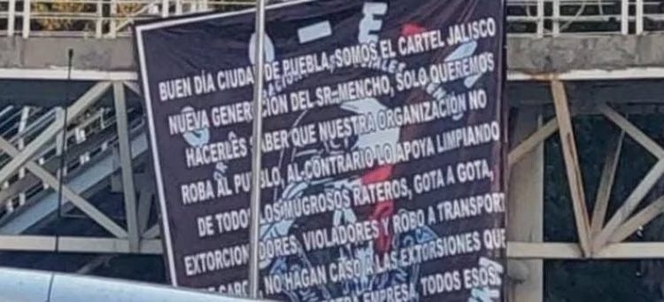 Aparece narcomensaje en Puebla firmado por el CJNG