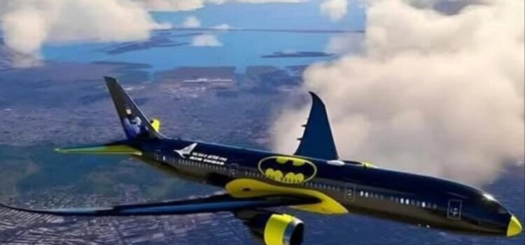 Presentan avión comercial con temática de Batman