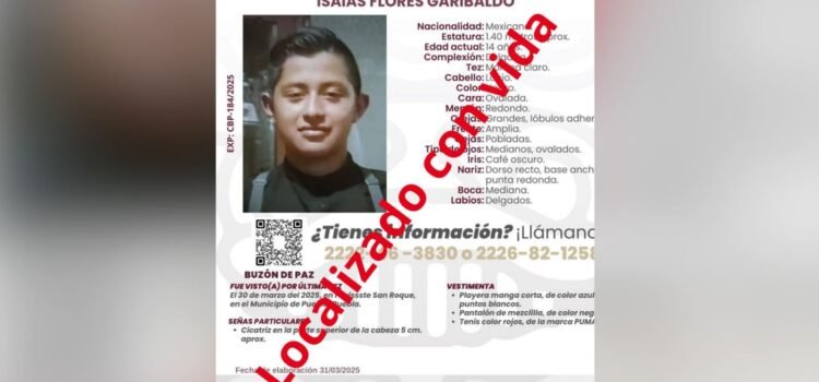Localizan a menor desaparecido en Puebla, investigan presunta violencia familiar