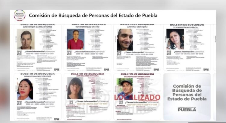 Desapariciones en Puebla superan los mil casos en 2025; mayoría son jóvenes