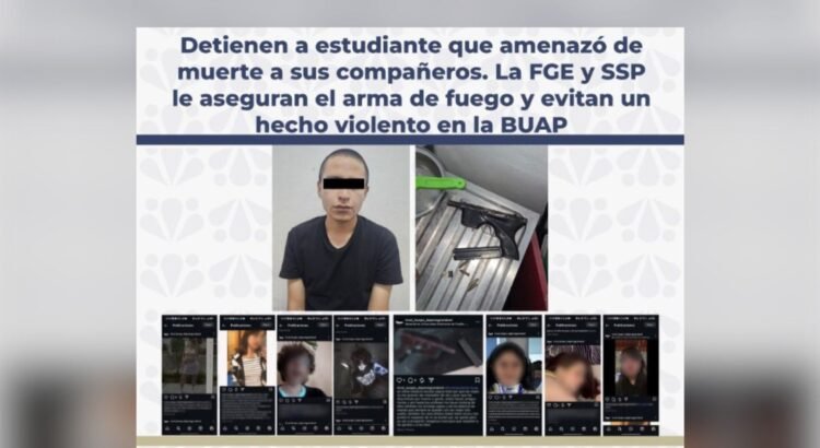 Alumno de la BUAP detenido por amenazas a la comunidad universitaria
