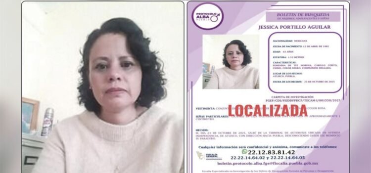 Localizan en Querétaro a maestra desaparecida en Puebla Localizan en Querétaro a maestra desaparecida en Puebla